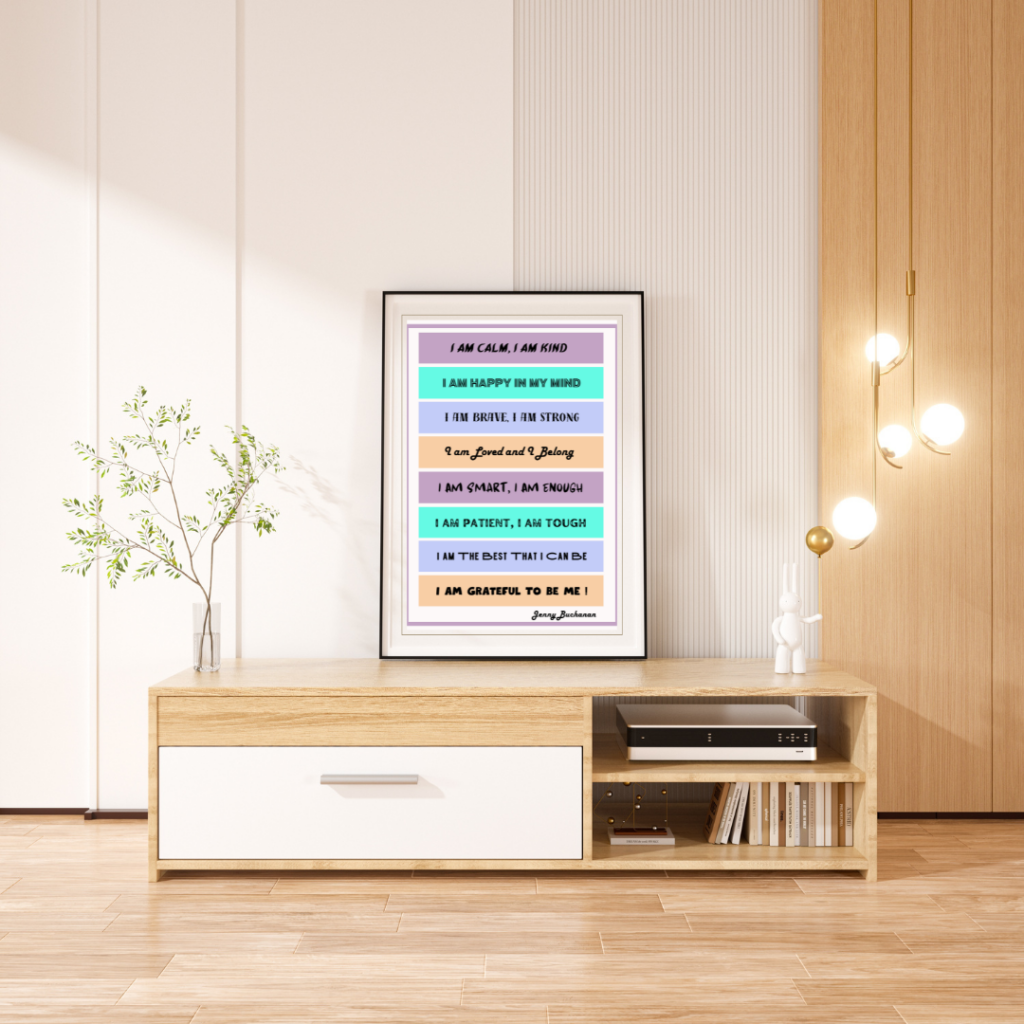 Poster mockup in a modern and luminous living room